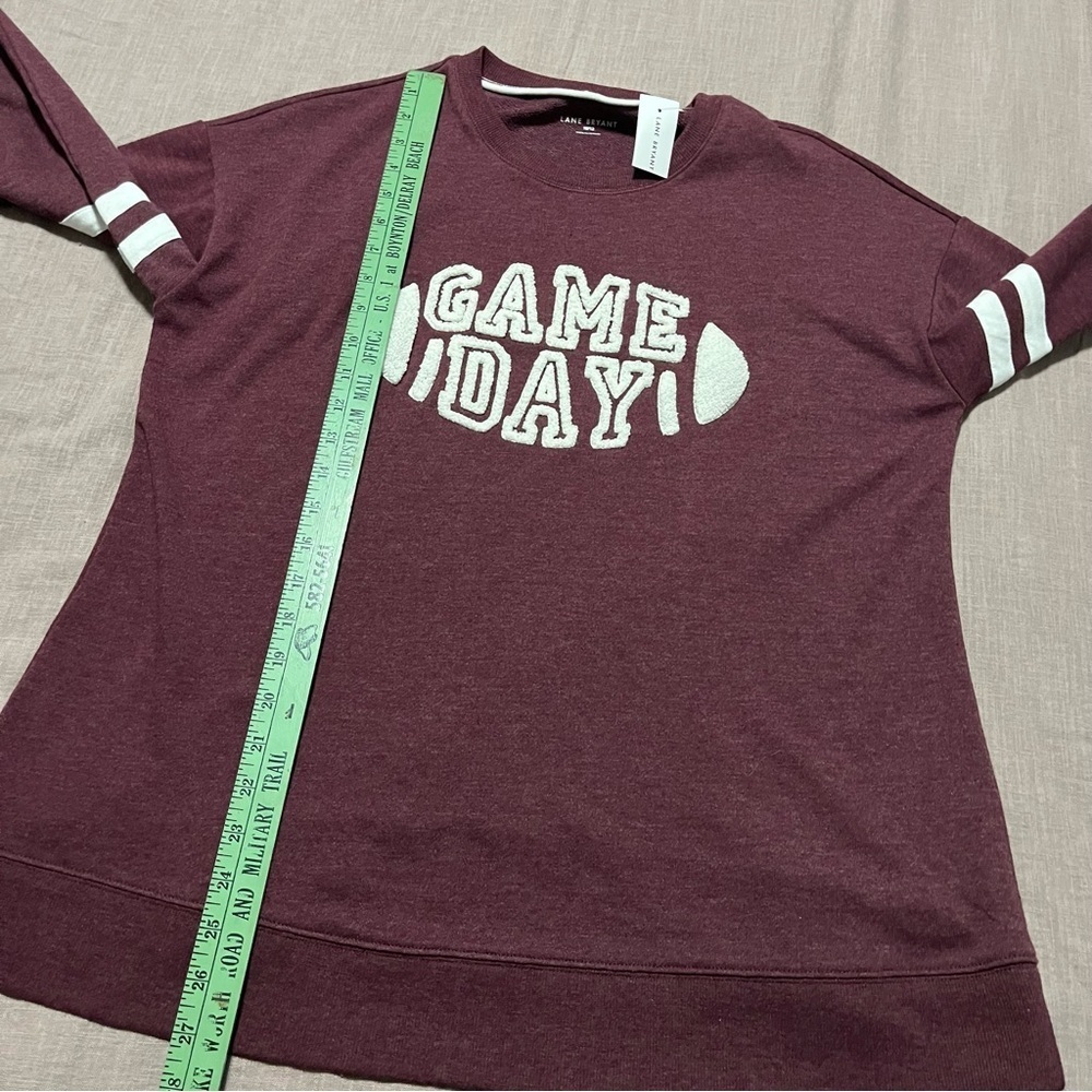 NWT Lane Bryant Burgundy Game Day Football Sweater Size 10/12 Large Fall Maroon - Picture 7 of 7